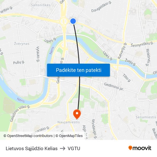 Lietuvos Sąjūdžio Kelias to VGTU map