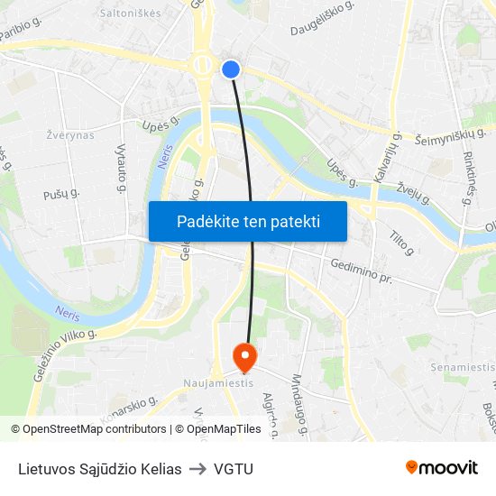 Lietuvos Sąjūdžio Kelias to VGTU map