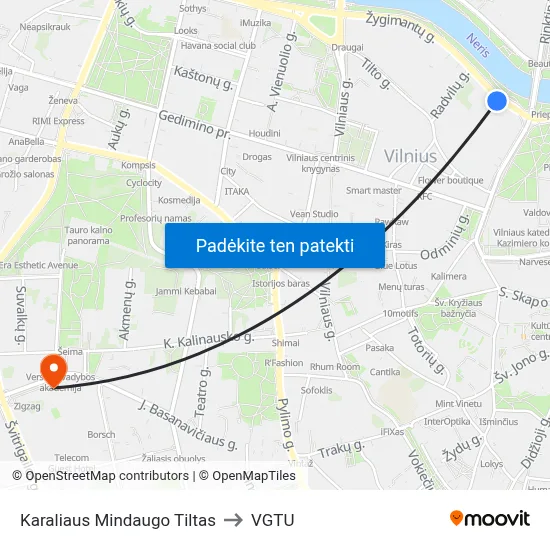 Karaliaus Mindaugo Tiltas to VGTU map
