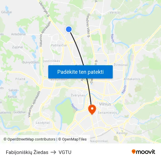 Fabijoniškių Žiedas to VGTU map