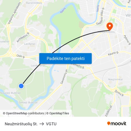Neužmirštuolių St. to VGTU map