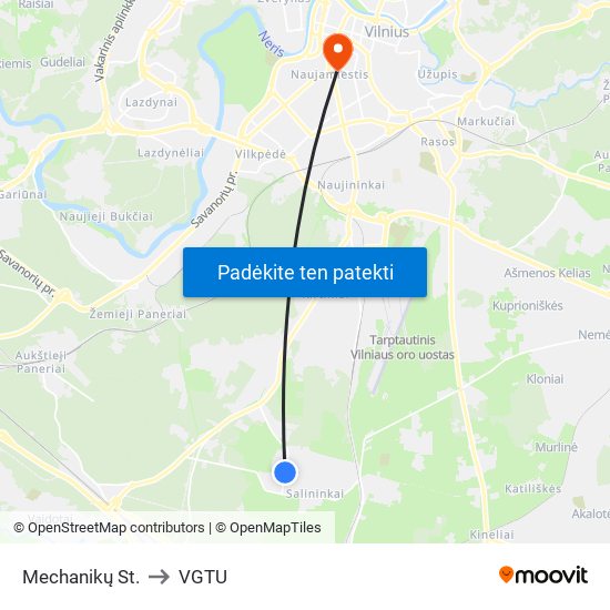 Mechanikų St. to VGTU map