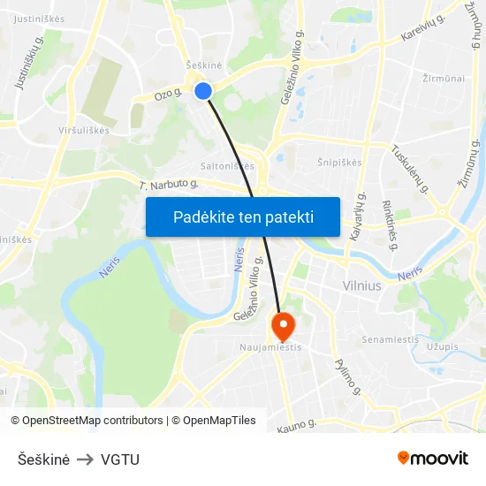 Šeškinė to VGTU map