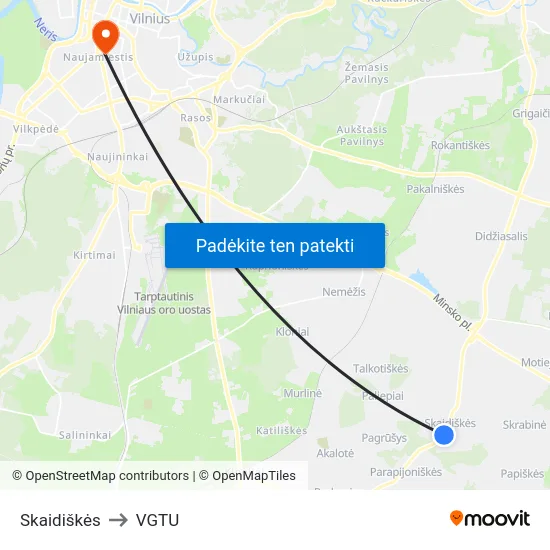 Skaidiškės to VGTU map