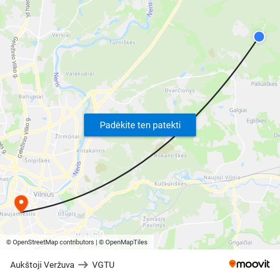 Aukštoji Veržuva to VGTU map