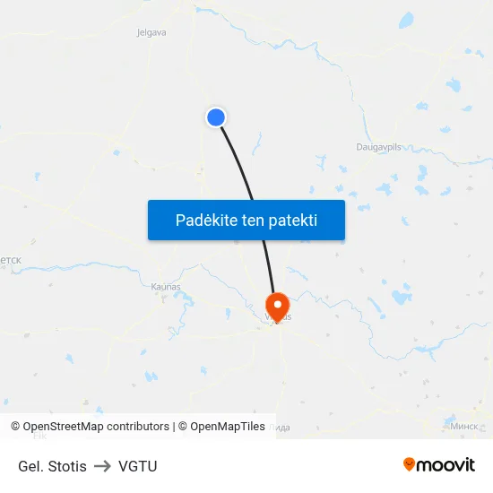 Gel. Stotis to VGTU map