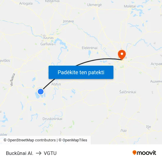 Buckūnai Al. to VGTU map