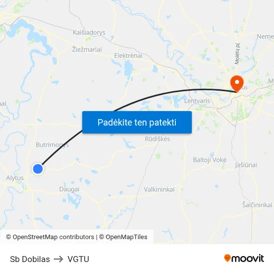 Sb Dobilas to VGTU map