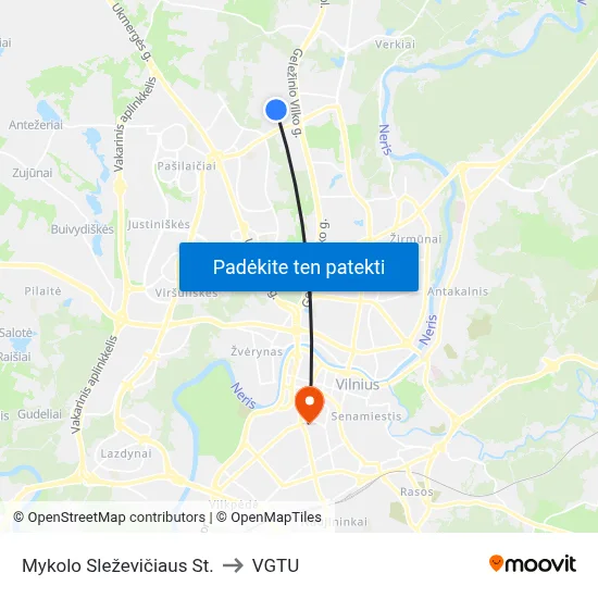 Mykolo Sleževičiaus St. to VGTU map