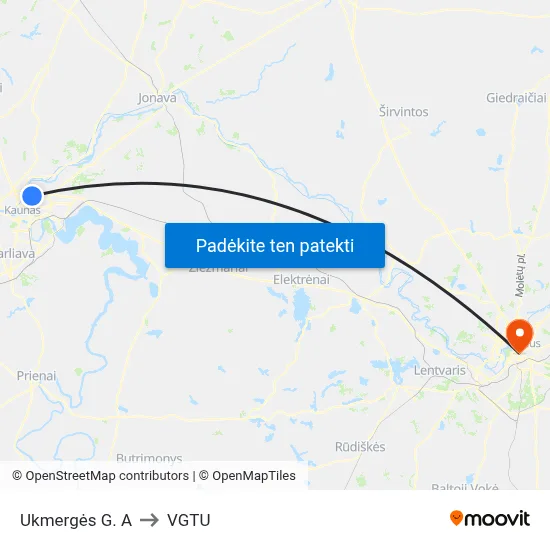 Ukmergės G. A to VGTU map