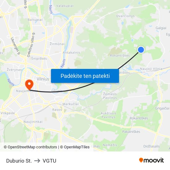 Duburio St. to VGTU map