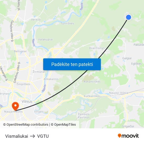 Vismaliukai to VGTU map