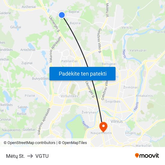 Mėtų St. to VGTU map