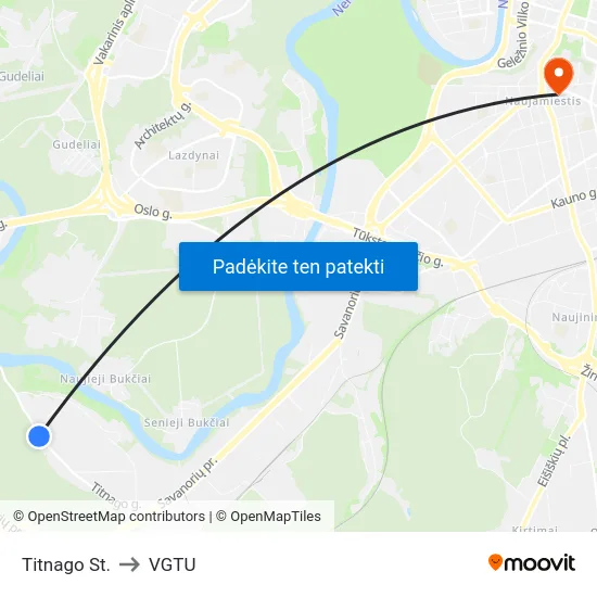 Titnago St. to VGTU map
