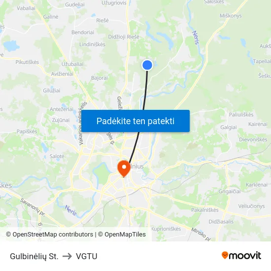 Gulbinėlių St. to VGTU map