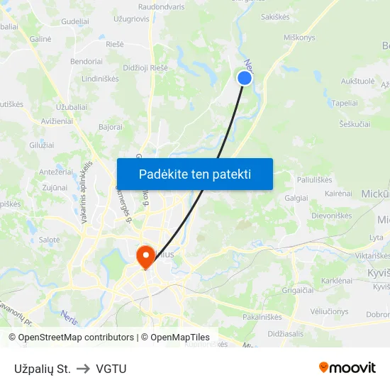 Užpalių St. to VGTU map
