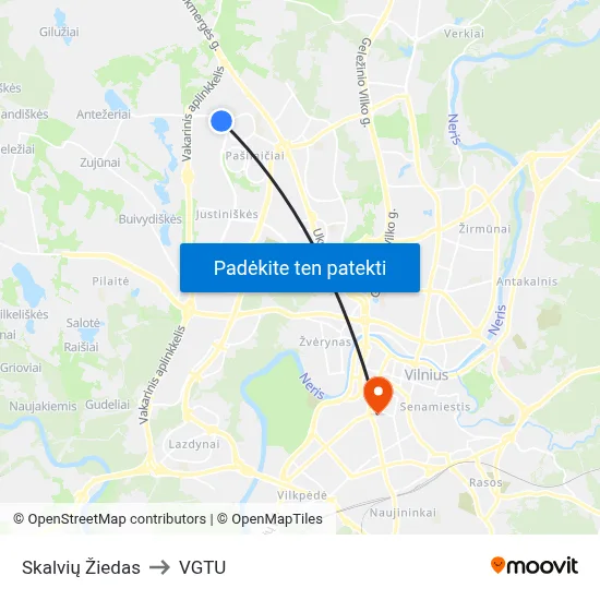 Skalvių Žiedas to VGTU map