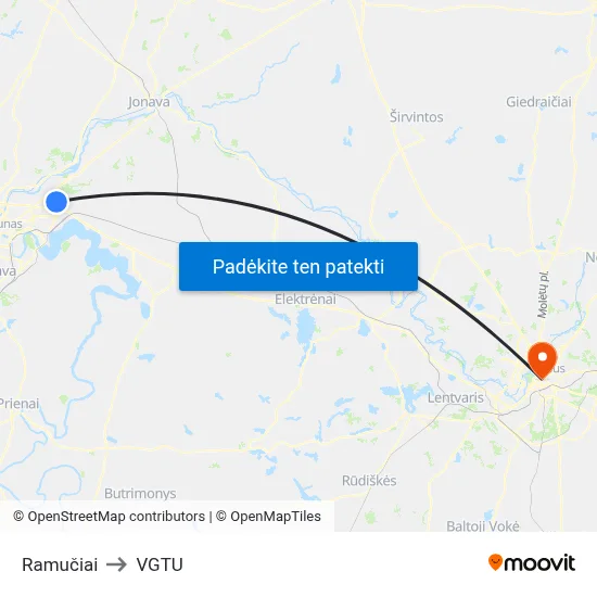 Ramučiai to VGTU map