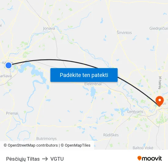 Pėsčiųjų Tiltas to VGTU map