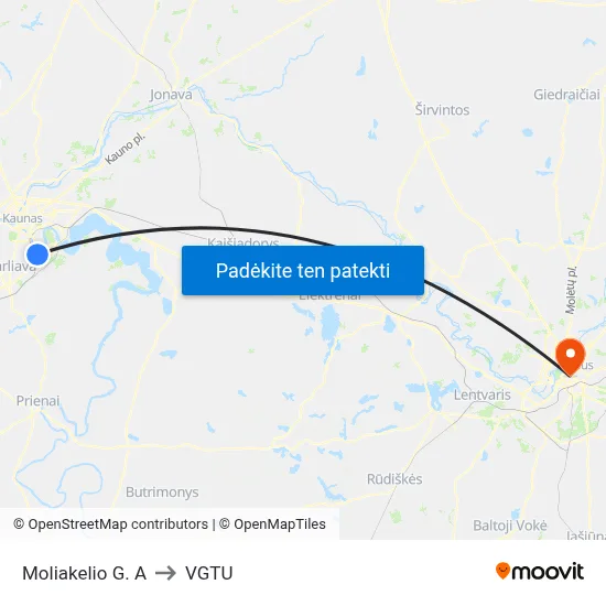 Moliakelio G. A to VGTU map