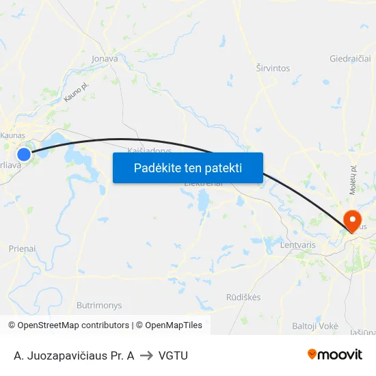 A. Juozapavičiaus Pr. A to VGTU map