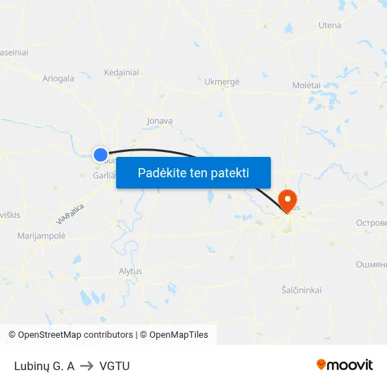 Lubinų G. A to VGTU map