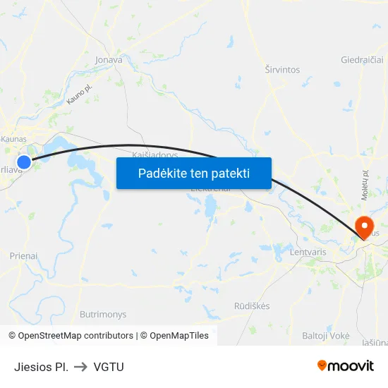 Jiesios Pl. to VGTU map