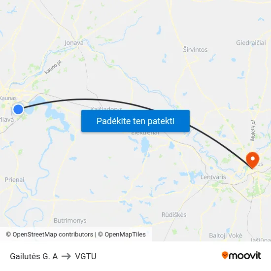 Gailutės G. A to VGTU map