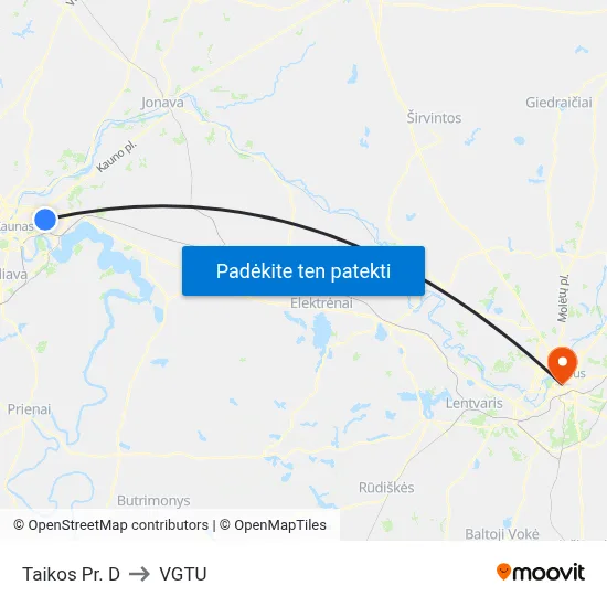 Taikos Pr. D to VGTU map