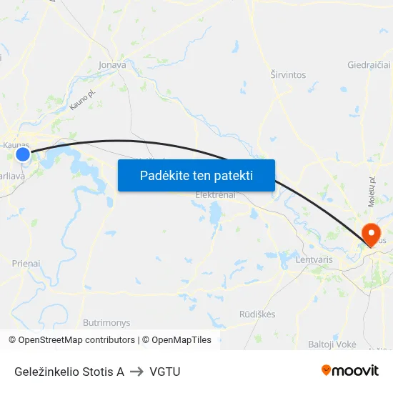 Geležinkelio Stotis A to VGTU map