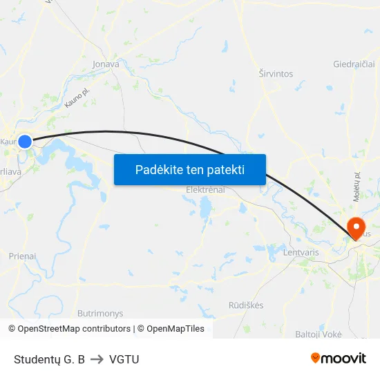 Studentų G. B to VGTU map