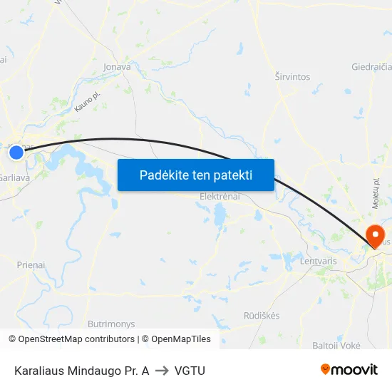 Karaliaus Mindaugo Pr. A to VGTU map