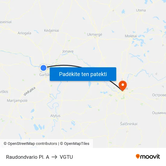 Raudondvario Pl. A to VGTU map