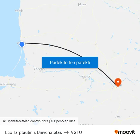 Lcc Tarptautinis Universitetas to VGTU map