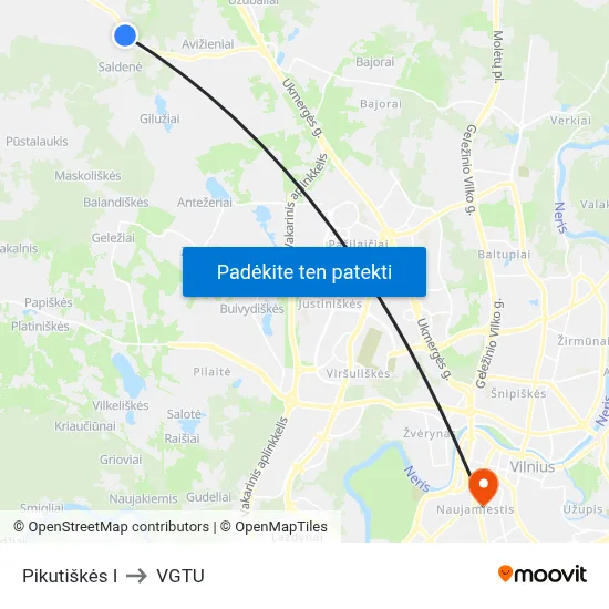 Pikutiškės I to VGTU map