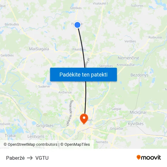 Paberžė to VGTU map