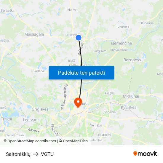 Saltoniškių to VGTU map