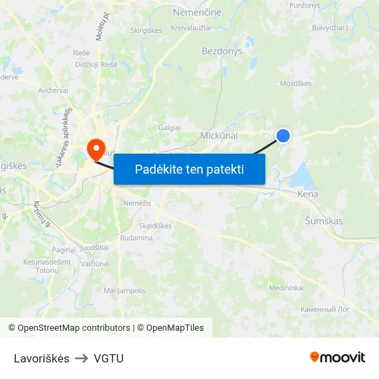 Lavoriškės to VGTU map