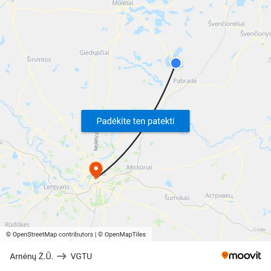 Arnėnų Ž.Ū. to VGTU map