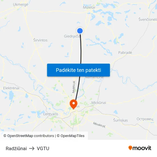 Radžiūnai to VGTU map