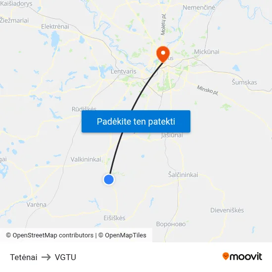 Tetėnai to VGTU map
