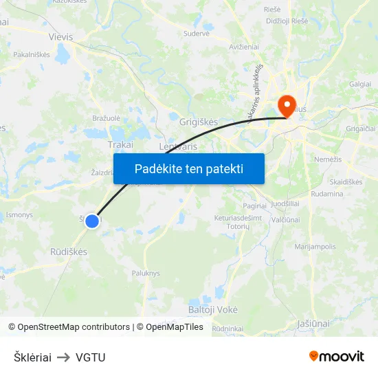 Šklėriai to VGTU map