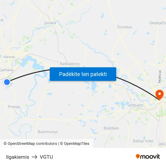 Ilgakiemis to VGTU map