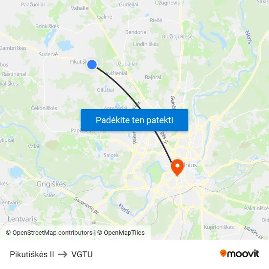 Pikutiškės II to VGTU map