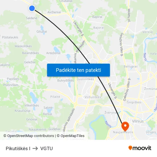 Pikutiškės I to VGTU map