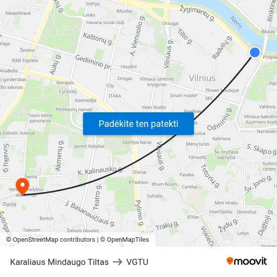 Karaliaus Mindaugo Tiltas to VGTU map