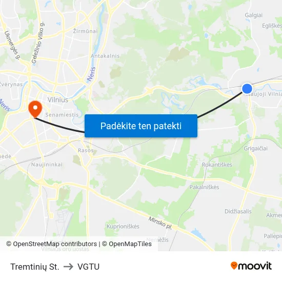Tremtinių St. to VGTU map