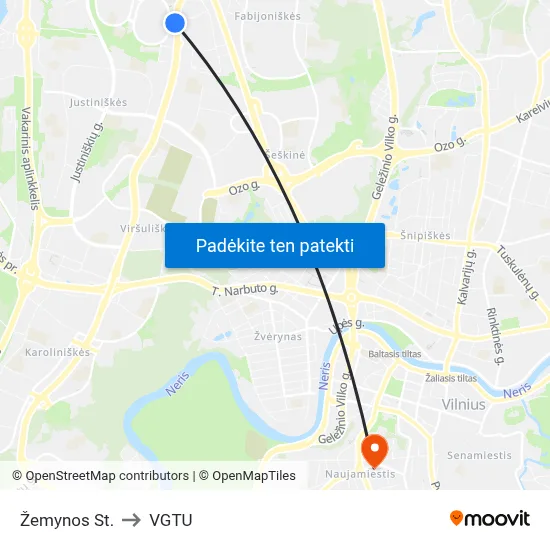 Žemynos St. to VGTU map