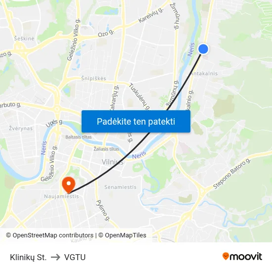 Klinikų St. to VGTU map