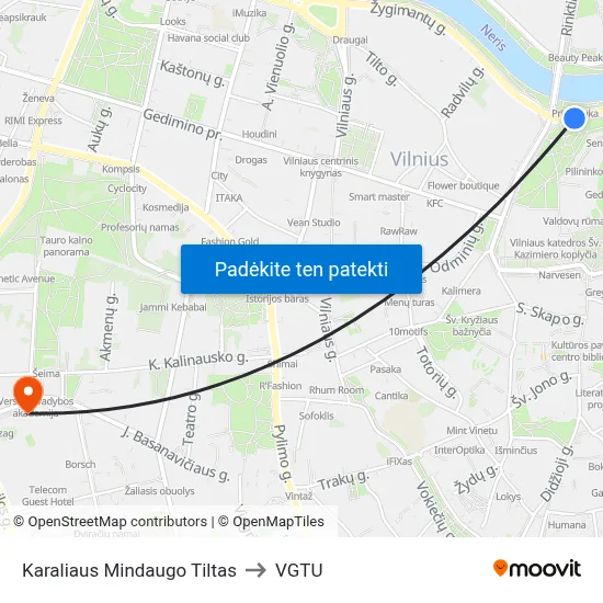 Karaliaus Mindaugo Tiltas to VGTU map